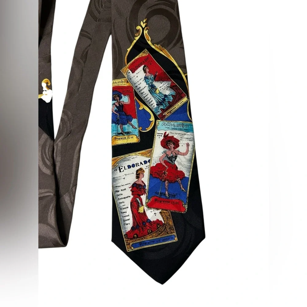 Silk Tie French Cabaret Poster Art Black Dramatic Alhambra Eldorado Mistinguette
